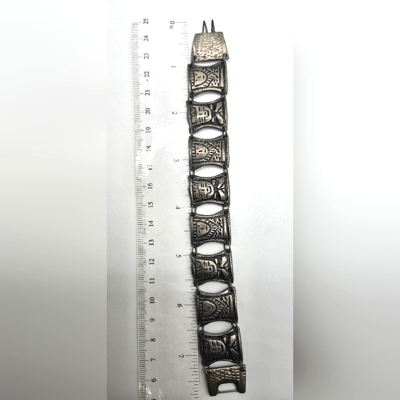 Vintage 900 Silver Diez Centavos Columbian Panel Coin Bracelet 7.5 inch - Picture 10 of 10